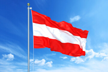 Fototapeta na wymiar Austria flag waving on a high quality blue cloudy sky, 3d illustration