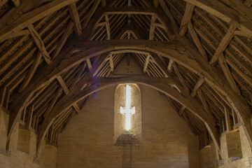 Medieval barn photographed in Oxfordshire.