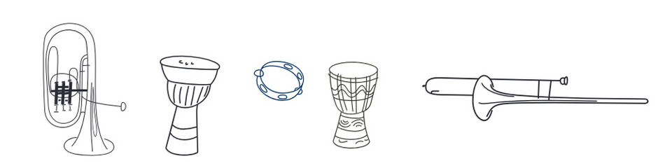 music brass  and drums instrumentsvector illustration set