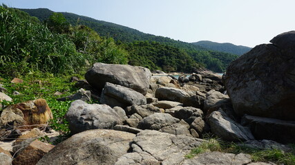 some rocks on a beach, Monkey Mountain, Son Tra Peninsula, Da Nang, Vietnam, February