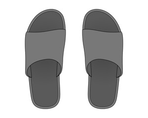 Blank Gray Slipper Shoes Template on White Background, Top View.