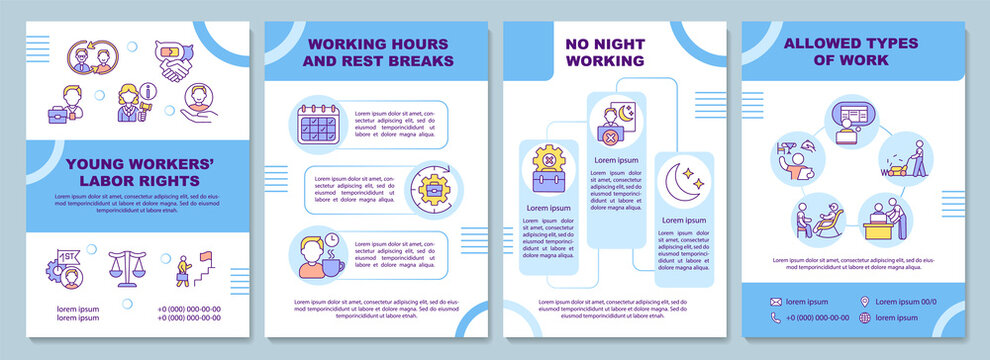 Employee Adaptation Tips Brochure Template. New Worker Orientation. Flyer, Booklet, Leaflet Print, Cover Design With Linear Icons. Vector Layouts For Magazines, Annual Reports, Advertising Posters