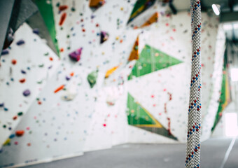 Obraz premium Climbing walls with ropes and holds