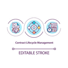 Contract lifecycle management concept icon. Contract processes automation idea thin line illustration. Standardizing and controlling. Vector isolated outline RGB color drawing. Editable stroke