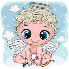 Cartoon Cupid with bow and arrow