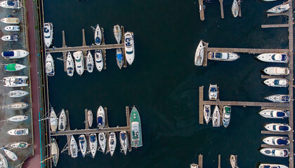 An aerial photo of the Wet Dock in Ipswich, Suffolk, UK