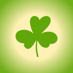 Cloverleaf on a green background.Silhouette of the magical plant.Decoration for St. Patrick's Day,trefoil,Shamrock.Hand drawn. Irish story.Isolated.