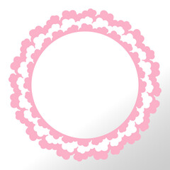 Hand drawn round frame of pink and white colors. Simple decoration. Isolated. Vector