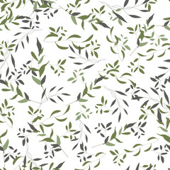 Hand drawn elements brances in natural summer seamless pattern. Art decorative organic botany environment concept. Fresh garden vector illustration. 