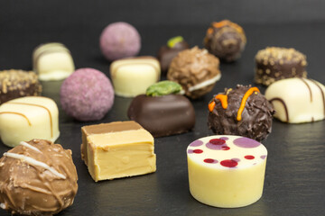 different white and dark chocolate truffles