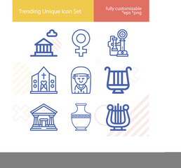 Simple set of roman related lineal icons.