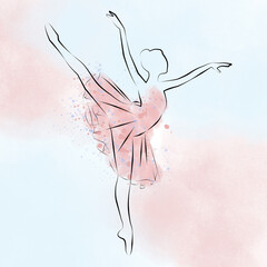 Silhouette of a ballerina. Dress in a watercolor style. Watercolor background © Антонина Крючкова