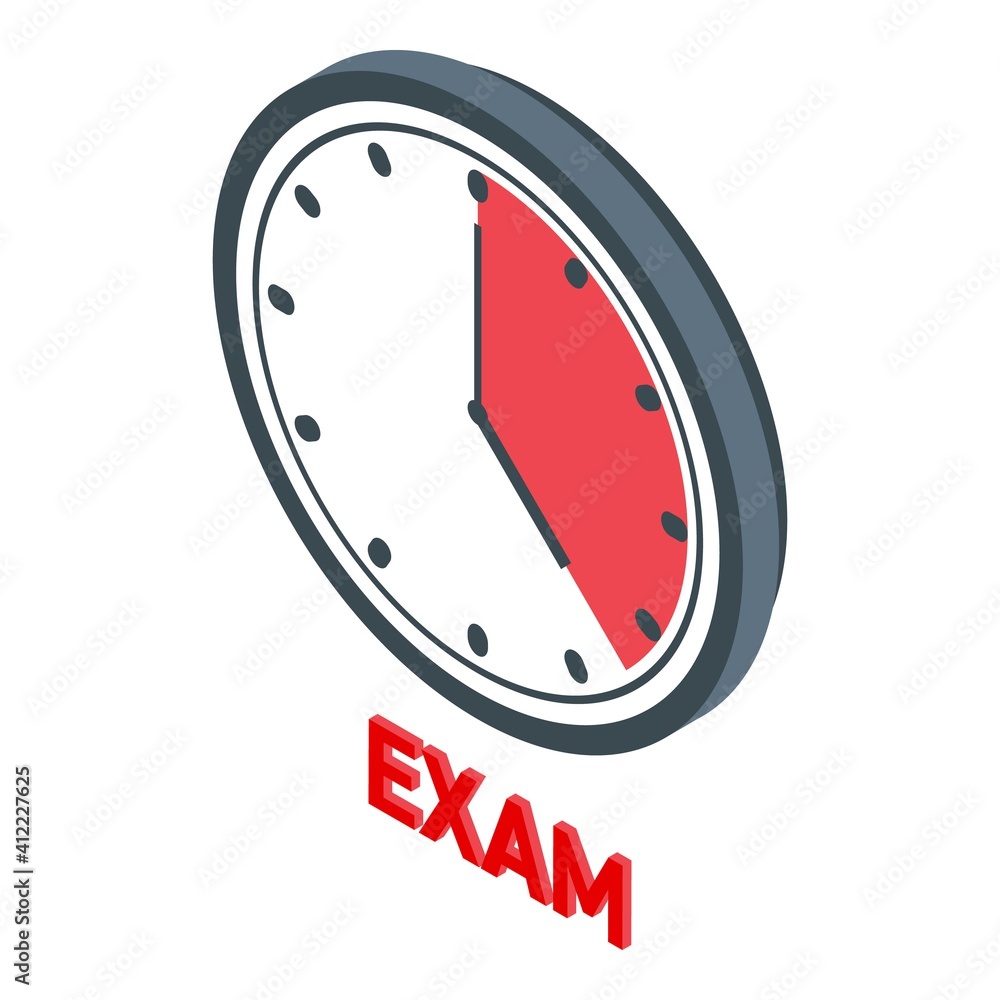 Poster exam test time icon. isometric of exam test time vector icon for web design isolated on white backgr