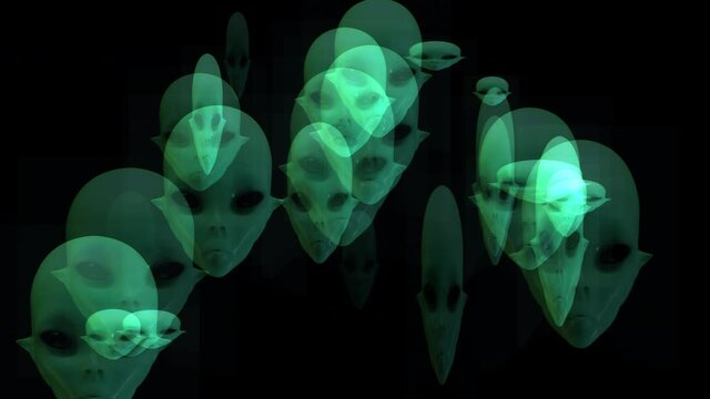 Artistic 3D Animation of Alien Heads