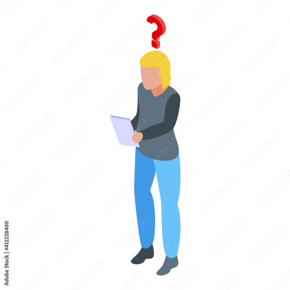 Poster school test question icon. isometric of school test question vector icon for web design isolated on 