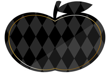 りんご型フレーム　ブラック＆ゴールド　全面にダイヤパターン　横位置