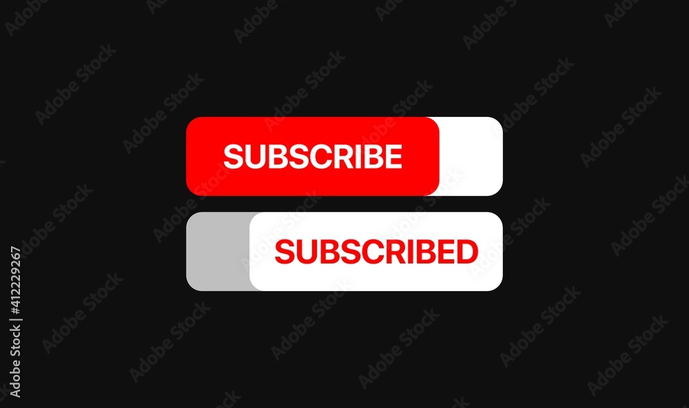 Poster youtube subscribe switch control. social media element. subscribe and subscribed buttons. vector ill