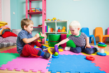 Kids learning to interact in the kindergarten