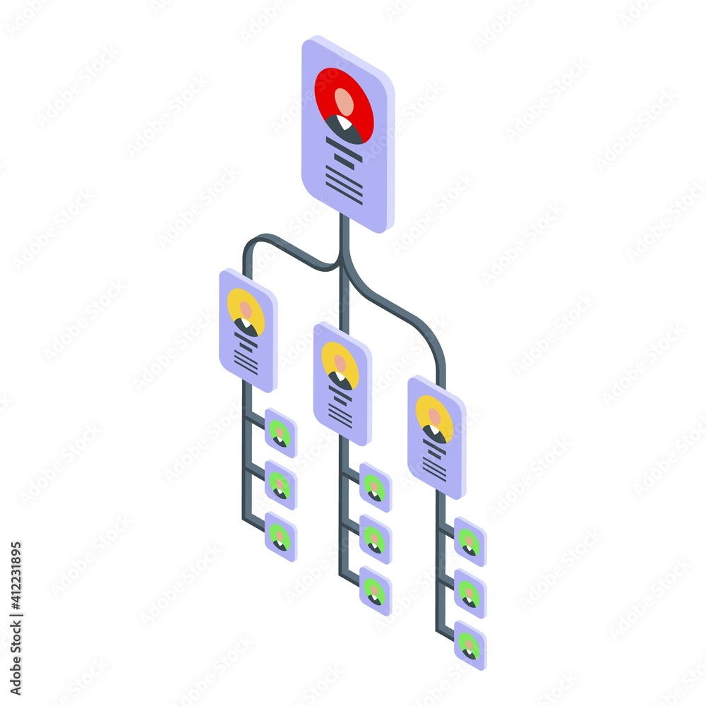 Poster scheme hierarchy icon. isometric of scheme hierarchy vector icon for web design isolated on white ba