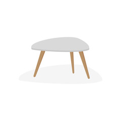 3d table with gray top and wooden legs. Minimalistic furniture style. 3d vector illustration