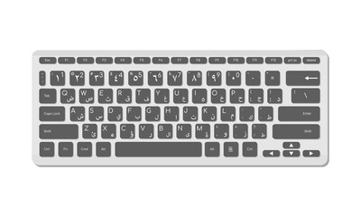 Arabic keyboard for computer with symbols. A modern image of a computer keyboard. Flat vector illustration