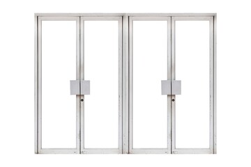 White stainless steel door frame isolated on a white background