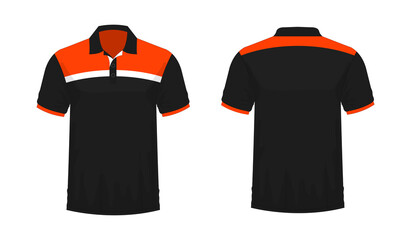 T-shirt Polo orange and black template for design on white background. Vector illustration eps 10.