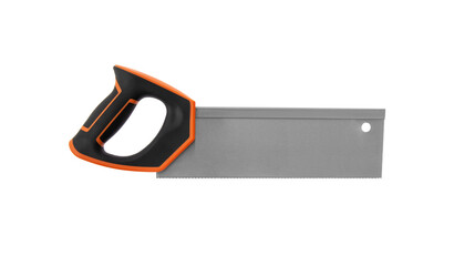 hand holds a construction tool - miter saw, handsaw