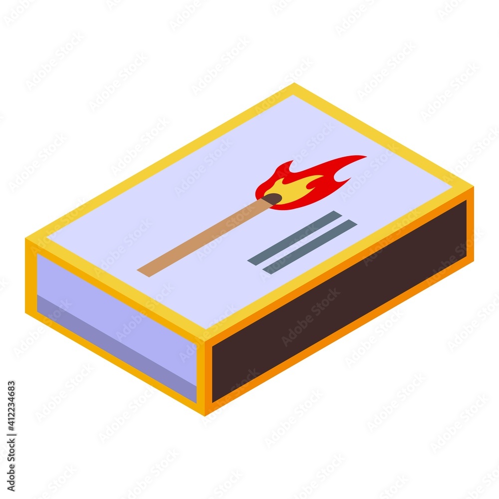 Poster fire match icon. isometric of fire match vector icon for web design isolated on white background