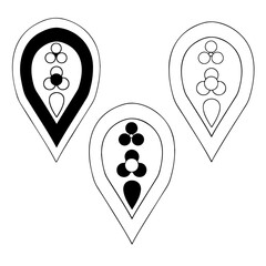 A fragment of vector graphics for creating patterns. Close-up of a contour drawing on a white background.