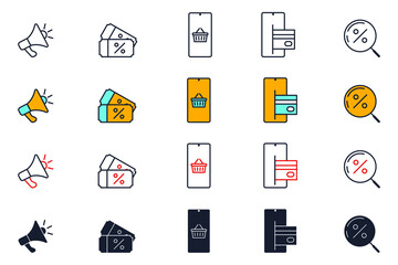 Set of Shopping and Market icon. Store pack symbol template for graphic and web design collection logo vector illustration