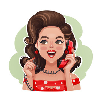 Pretty Pin Up Girl Talking on the Phone