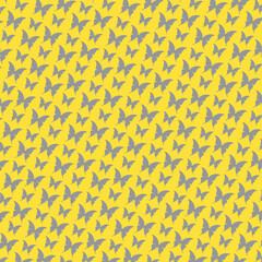 Playful Butterfly Pattern in Gray and Yellow, Ultimate Gray and  Illuminating Yellow Zigzag Design