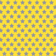 Repeating Star Pattern in Gray and Yellow, Gray Stars on Yellow Design, 2021 Color of the Year