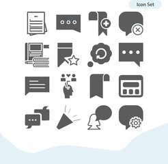 Simple set of dialogue related filled icons.