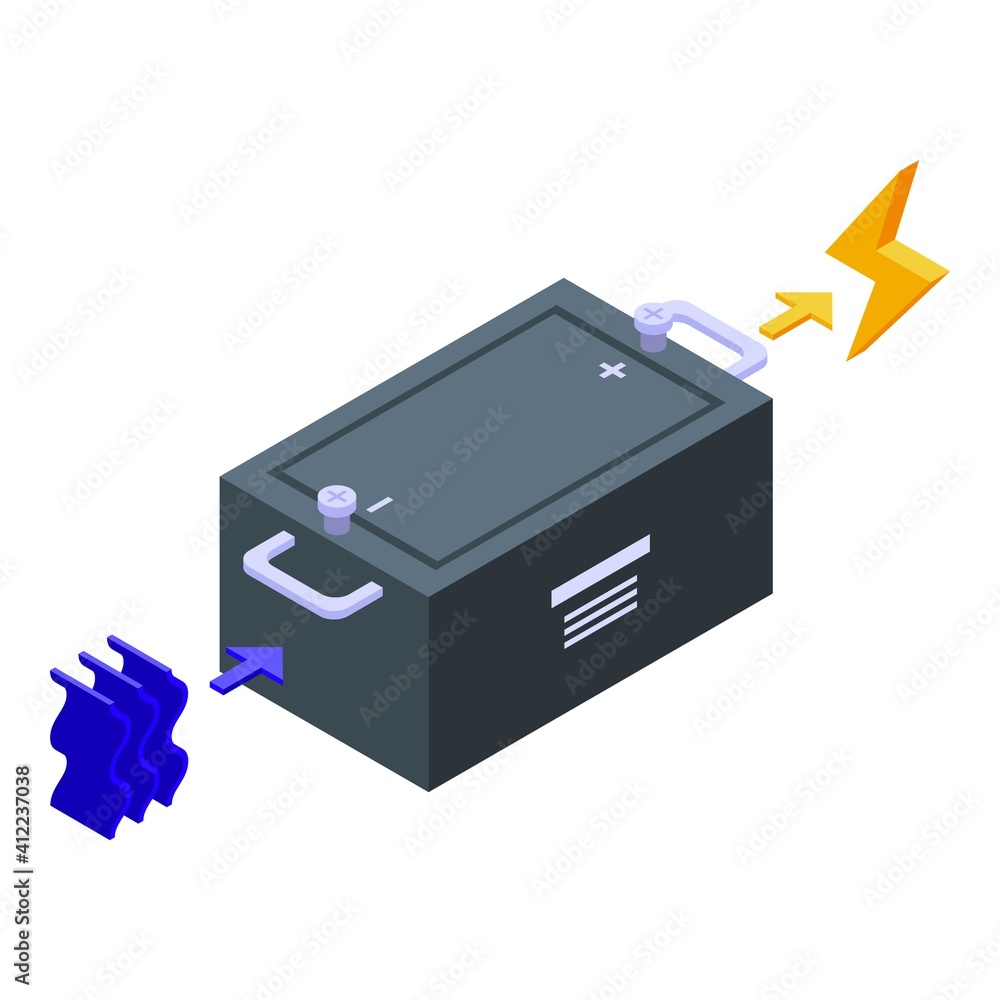 Poster hydro power battery icon. isometric of hydro power battery vector icon for web design isolated on wh
