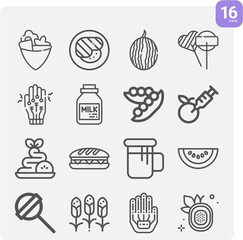 Simple set of nutrition related lineal icons.