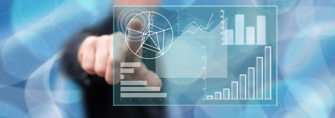 Man touching a data analysis concept