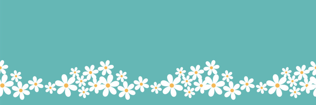 Cute horizontal seamless patterns with flowers. Beautiful background great for greeting cards, banner, textiles, wallpapers. Vector illustration.