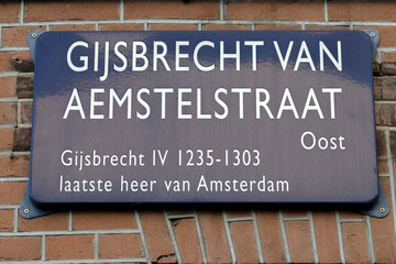 Street Sign Gijsbrecht Van Aemstelstraat At Amsterdam The Netherlands 16-12-2020
