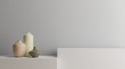 white stand and vase in white background