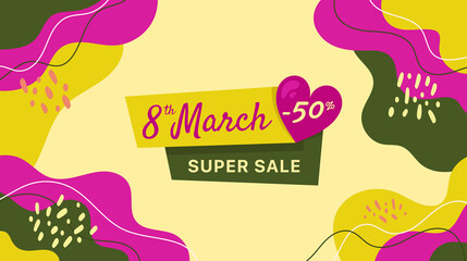 8 March web sale banner. International women day banner. 