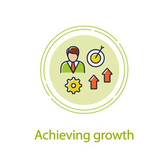 Achieving growth concept line icon. Personal growth concept. Achieving goals. Certification training. Growth plan. Vector isolated conception metaphor illustration