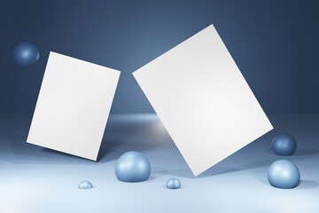 3d render of a blank sign on a blue background