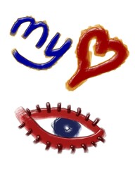 My love text message and one eye colorful illustration isolated on the white background