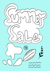 Hand drawn lettering of Summer Sale with doodle style.Vector illustration.