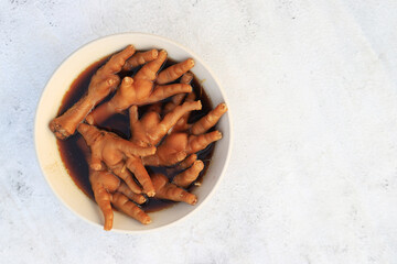 Spicy noodle soup chicken feet favorite soup in Thailand, Thai call Tom super, Tom sab