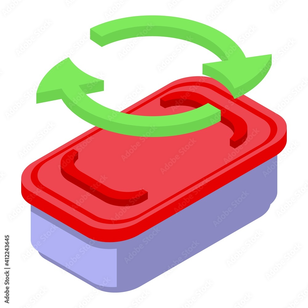 Poster biodegradable plastic container icon. isometric of biodegradable plastic container vector icon for w