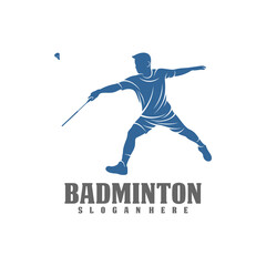 Plakat Modern Passionate Badminton Player In Action Logo, Creative Badminton design concepts template, icon symbol