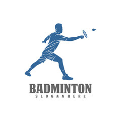 Modern Passionate Badminton Player In Action Logo, Creative Badminton design concepts template, icon symbol